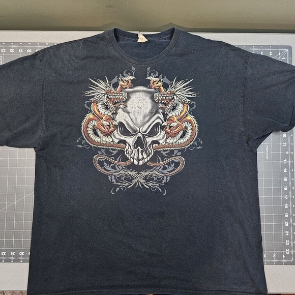 Vintage Tattoo Skull Dragon Tshirt XXL Y2K MMA Biker Mallgoth Cyber Affliction - Picture 1 of 8